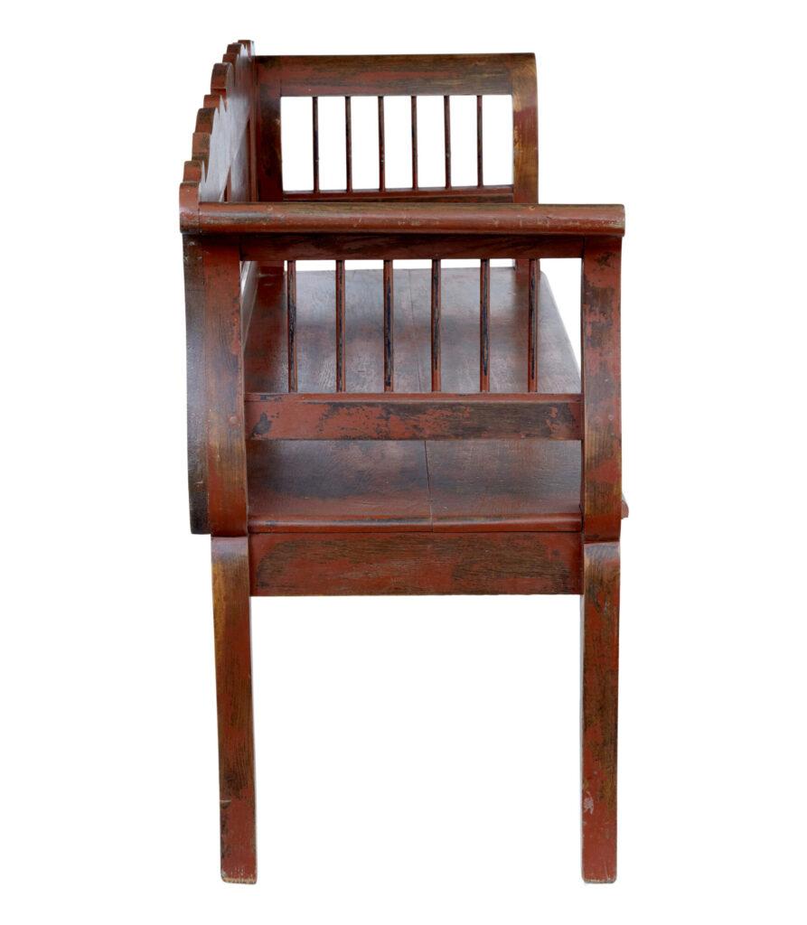 Oak 19th Century Painted Swedish Bench — image 6