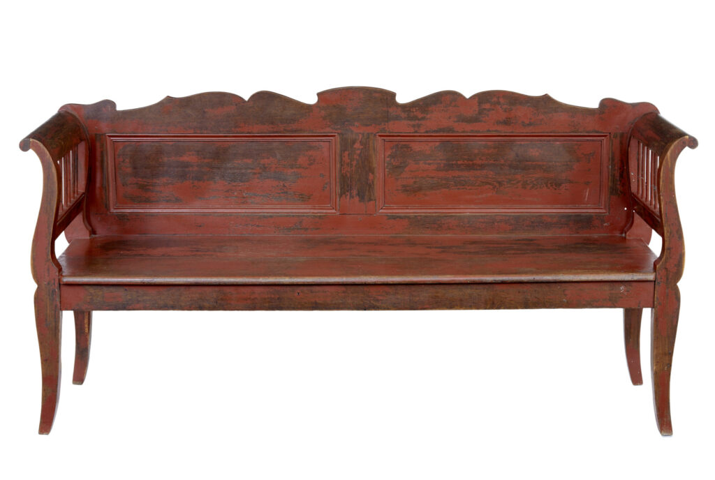 Oak 19th Century Painted Swedish Bench — image 2