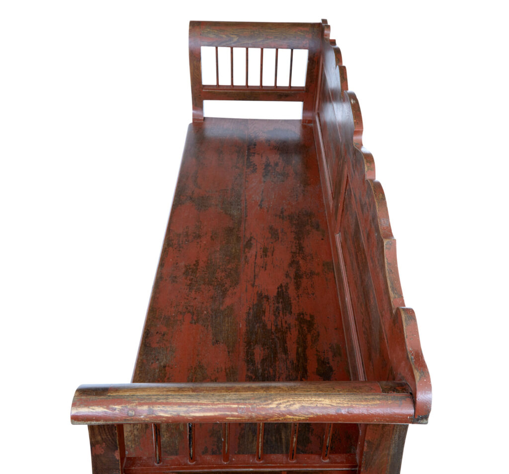 Oak 19th Century Painted Swedish Bench — image 4