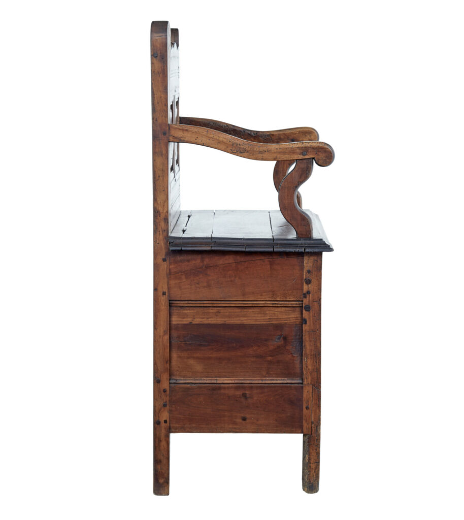 French 18th Century Small Inlaid Chestnut Settle — image 7