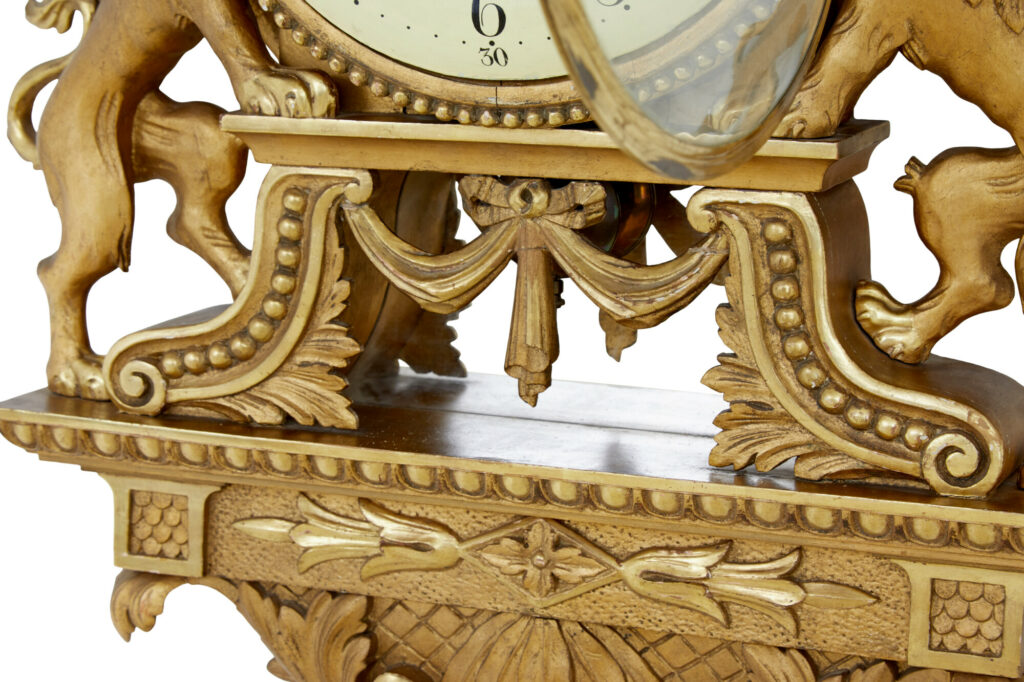Gilt 19th Century Swedish Made Wall Clock — image 5