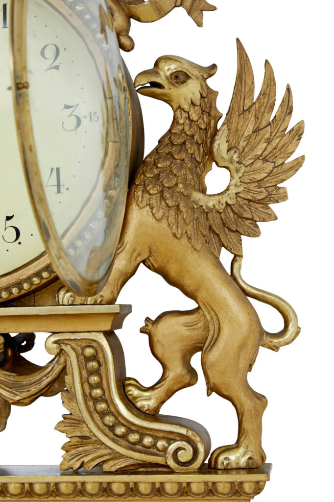 Gilt 19th Century Swedish Made Wall Clock — image 6