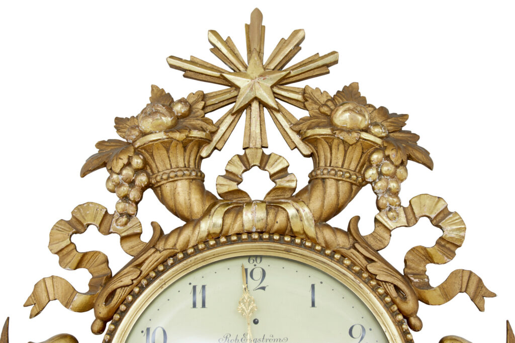 Gilt 19th Century Swedish Made Wall Clock — image 9