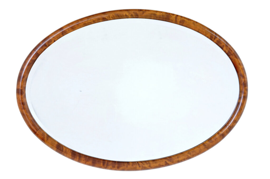 Swedish Art Deco Birch Oval Mirror