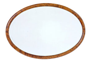 Swedish Art Deco Birch Oval Mirror — thumbnail 1