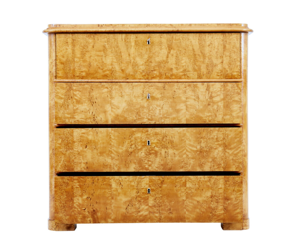 Swedish 19th Century Burr Birch Secretaire Chest — image 8