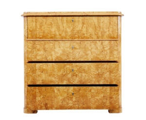 Swedish 19th Century Burr Birch Secretaire Chest — thumbnail 8