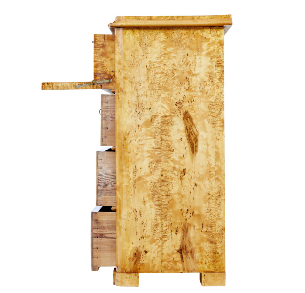 Swedish 19th Century Burr Birch Secretaire Chest — image 7