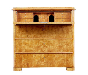 Swedish 19th Century Burr Birch Secretaire Chest — thumbnail 9