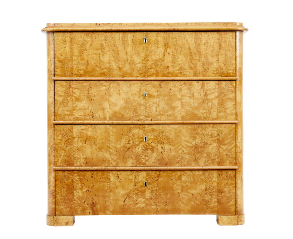 Swedish 19th Century Burr Birch Secretaire Chest