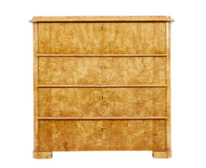 Swedish 19th Century Burr Birch Secretaire Chest — thumbnail 1