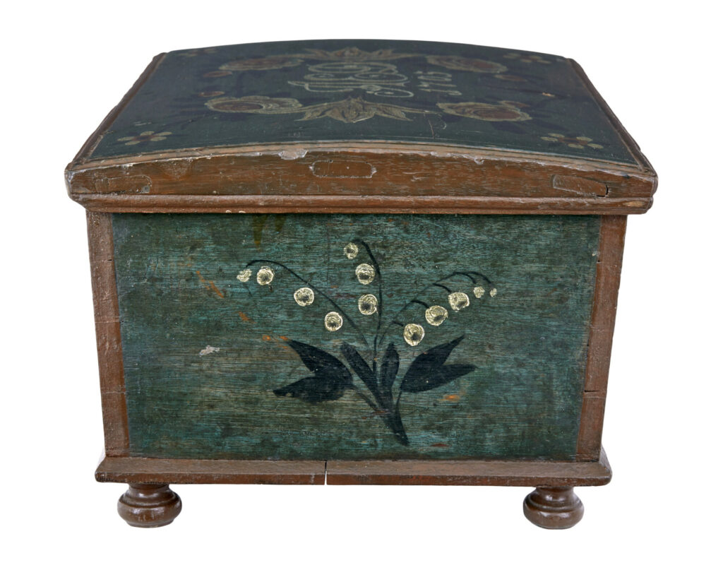 Swedish 18th Century Hand Painted Oak Box — image 6