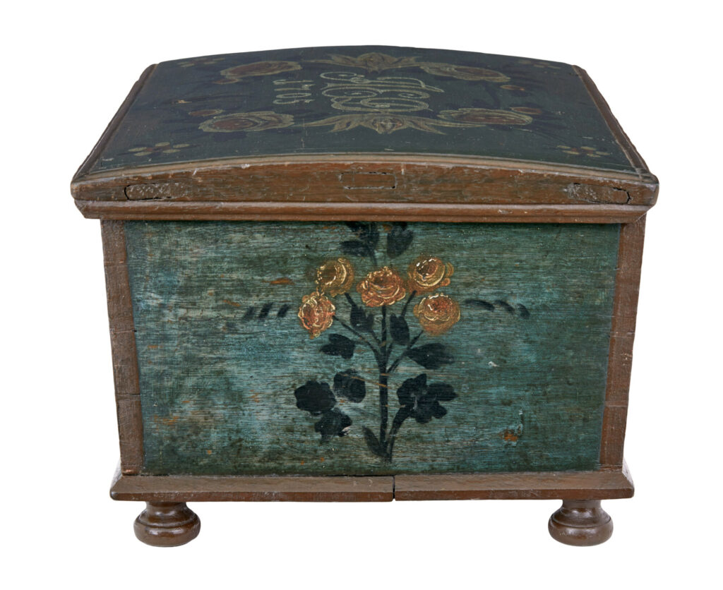 Swedish 18th Century Hand Painted Oak Box — image 7