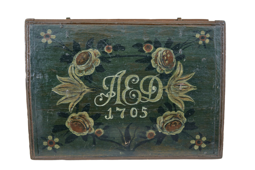 Swedish 18th Century Hand Painted Oak Box — image 4