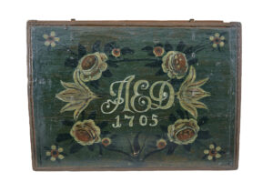 Swedish 18th Century Hand Painted Oak Box — thumbnail 4