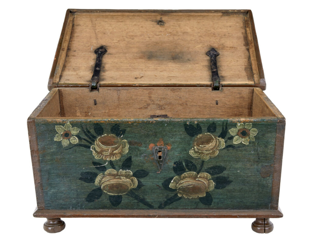 Swedish 18th Century Hand Painted Oak Box — image 5