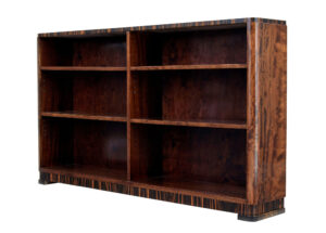 Swedish Art Deco Dark Birch Open Bookcase — thumbnail 1