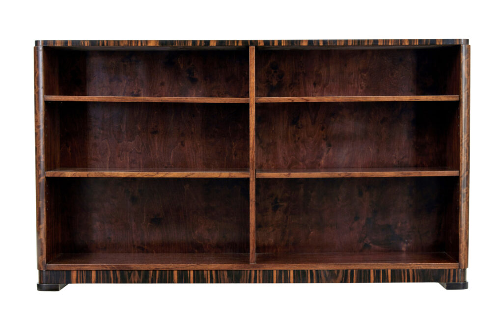 Swedish Art Deco Dark Birch Open Bookcase — image 8