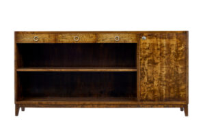 Mid 20th Century Dark Birch Low Open Bookcase — thumbnail 1