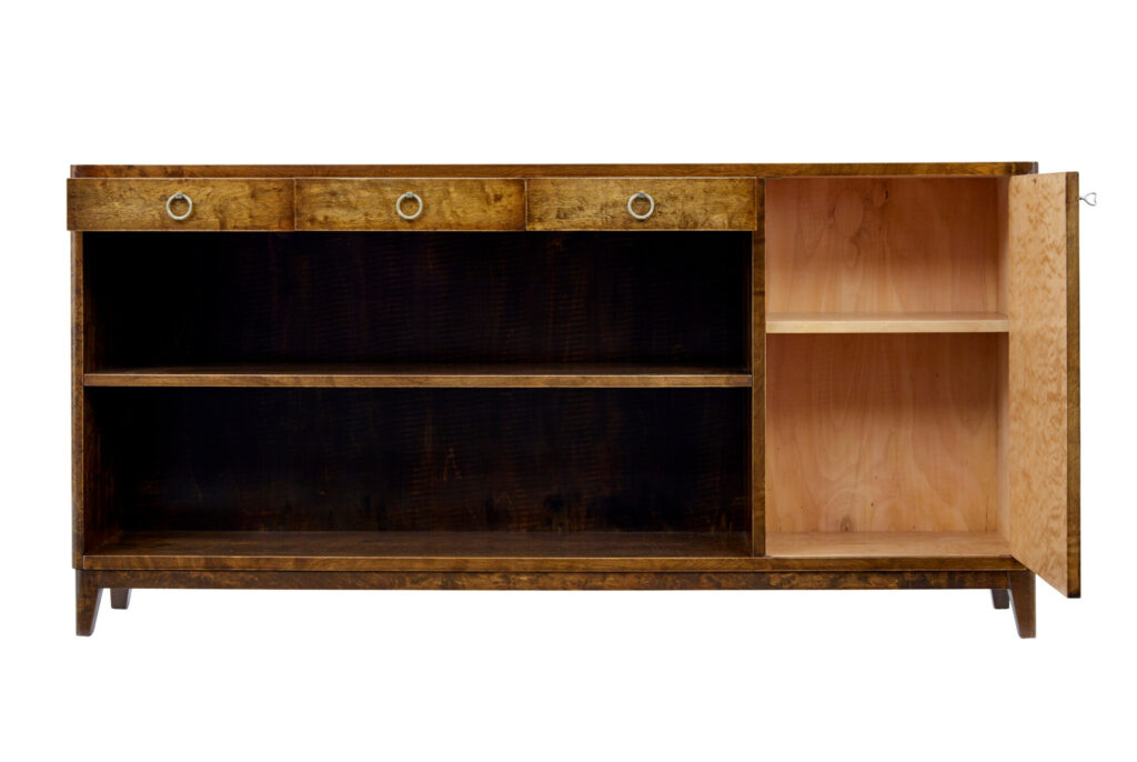 Mid 20th Century Dark Birch Low Open Bookcase — image 8