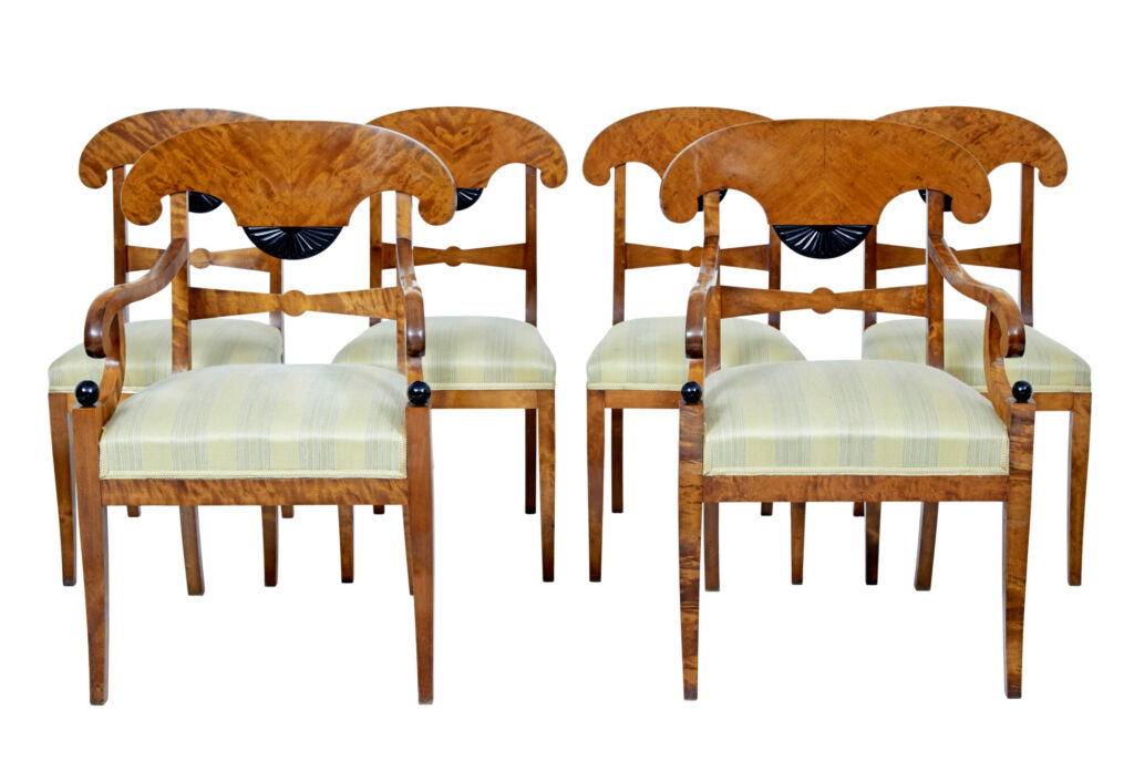 Set of 6 Empire Revival Birch Dining Chairs