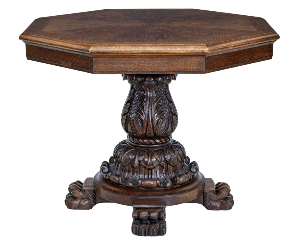 20th Century Baroque Influenced Oak Center Table — image 6