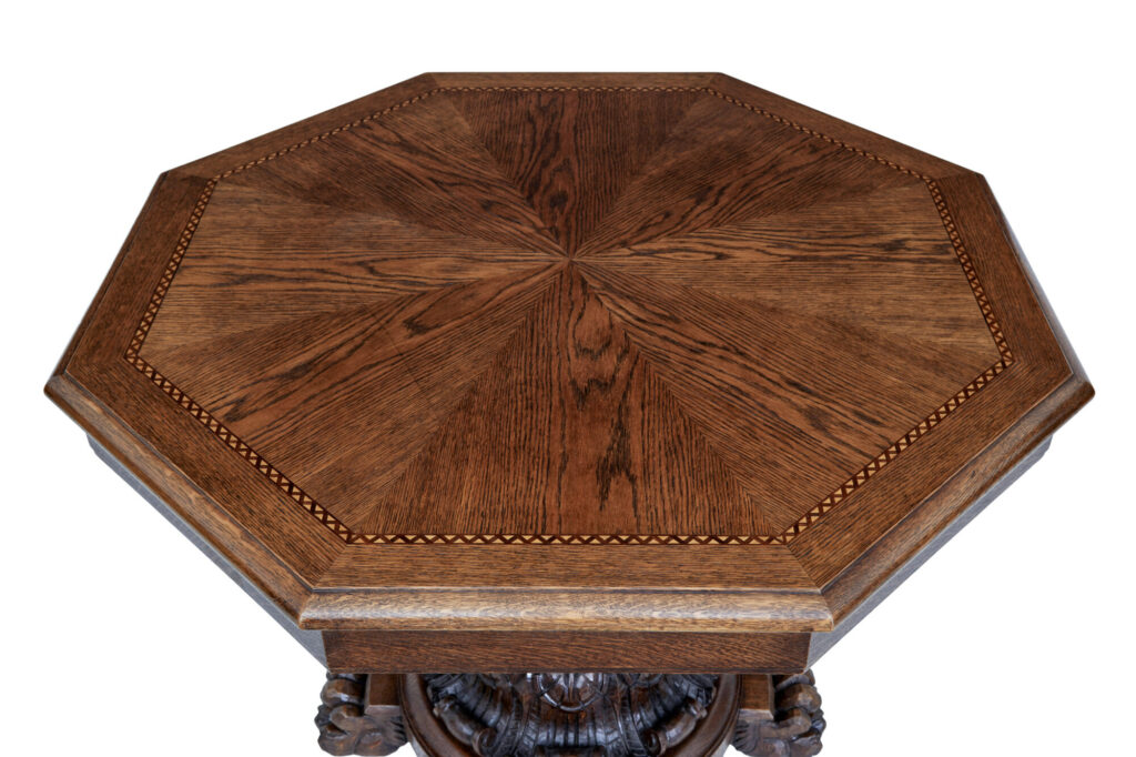 20th Century Baroque Influenced Oak Center Table — image 5