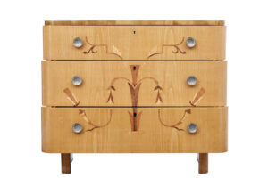 Mid 20th Century Swedish Inlaid Elm and Birch Chest of Drawers — thumbnail 6