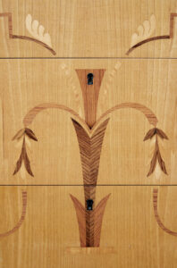 Mid 20th Century Swedish Inlaid Elm and Birch Chest of Drawers — thumbnail 8