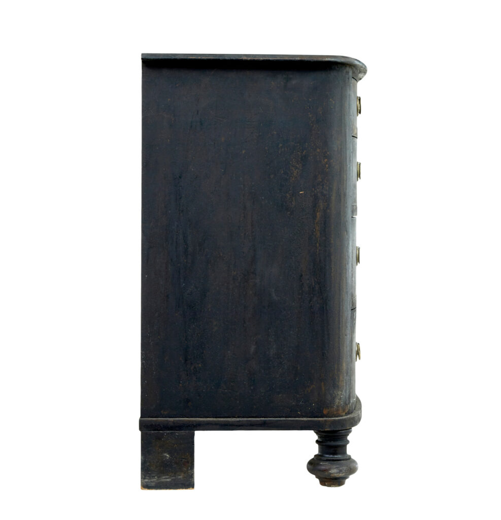 19th Century Painted Oak Bowfront Chest of Drawers — image 3