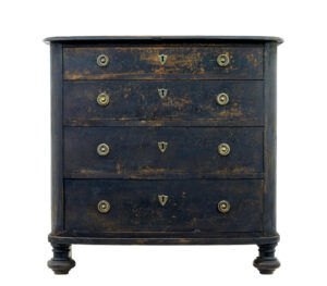 19th Century Painted Oak Bowfront Chest of Drawers — thumbnail 7