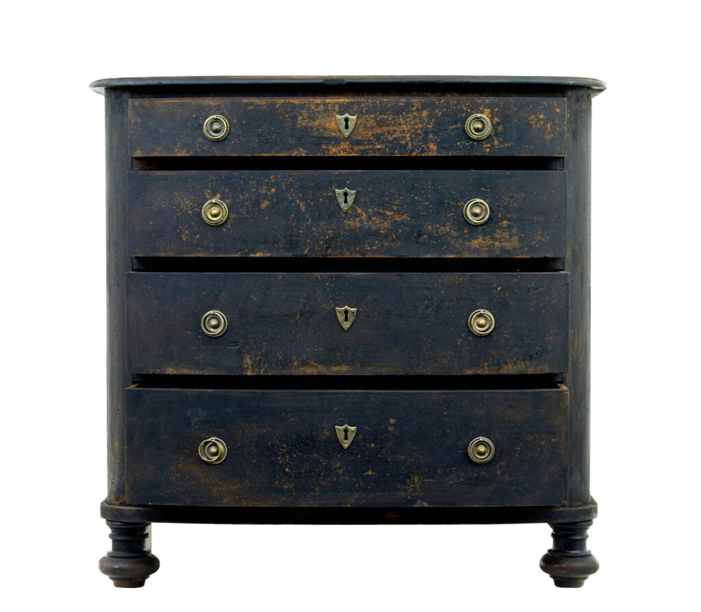 19th Century Painted Oak Bowfront Chest of Drawers — image 6