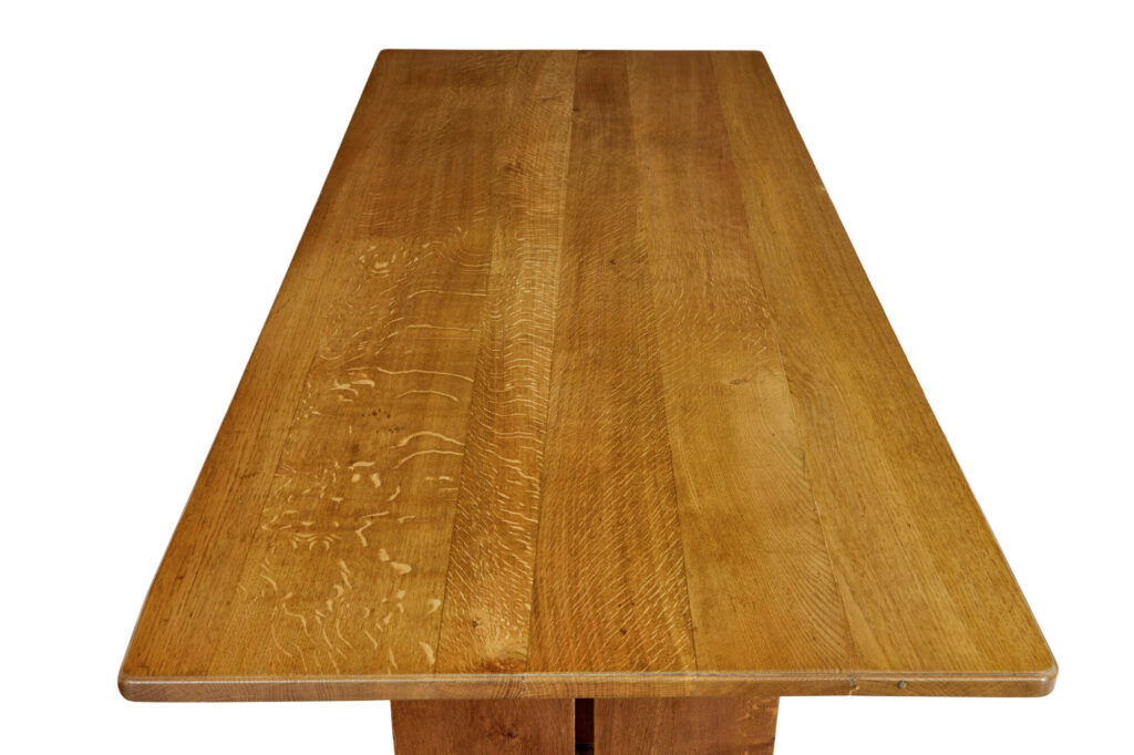 20th Century English Oak Trestle Dining Table — image 5