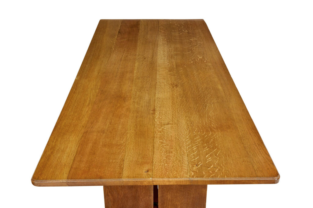 20th Century English Oak Trestle Dining Table — image 4