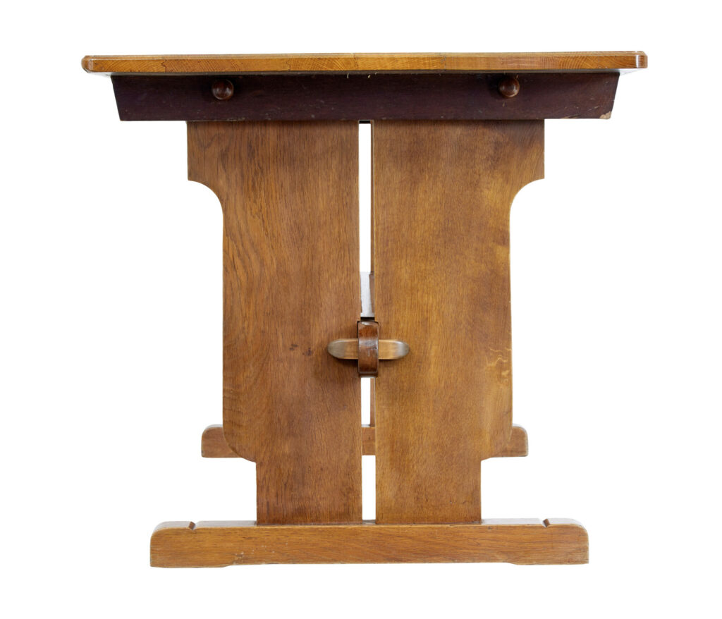 20th Century English Oak Trestle Dining Table — image 7