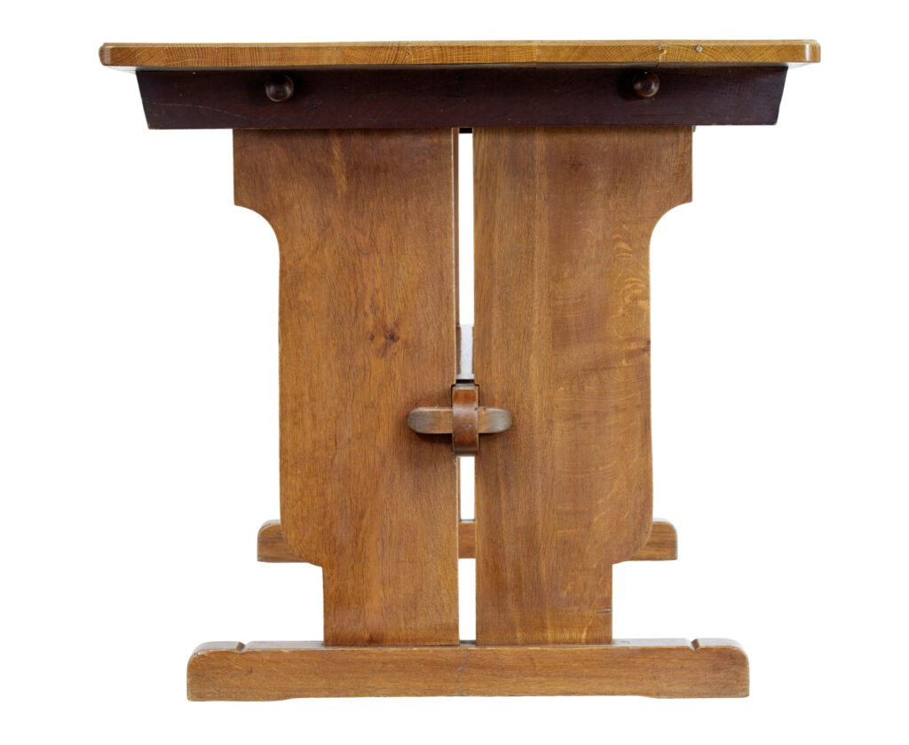 20th Century English Oak Trestle Dining Table — image 6