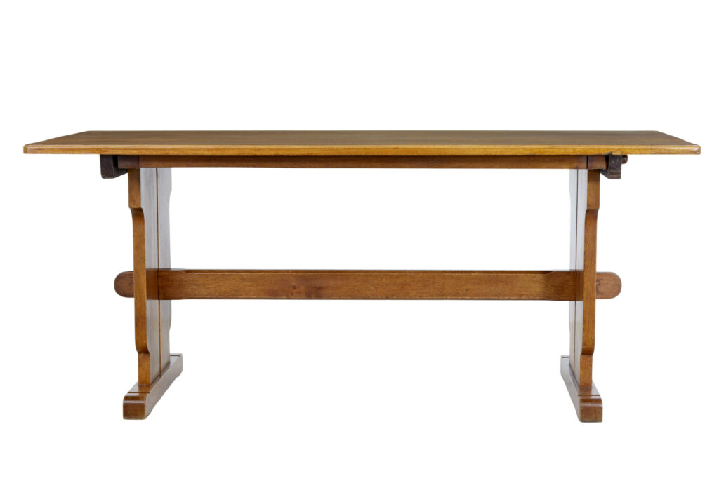 20th Century English Oak Trestle Dining Table — image 8