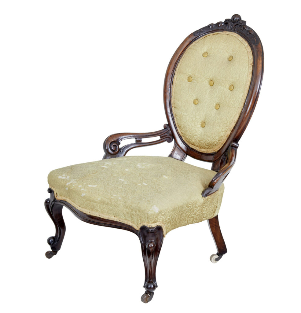 Early Victorian Mahogany Salon Nursing Chair