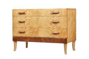 Mid 20th Century Burr Birch Scandinavian Chest of Drawers — thumbnail 1