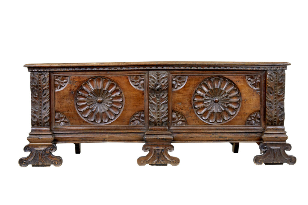 Italian Early 19th Century Carved Walnut Cassone — image 4
