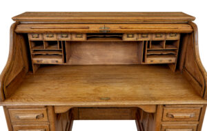 Early 20th Century Oak Roll Top Pedestal Desk — thumbnail 6