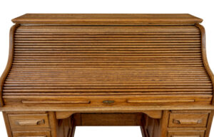 Early 20th Century Oak Roll Top Pedestal Desk — thumbnail 7