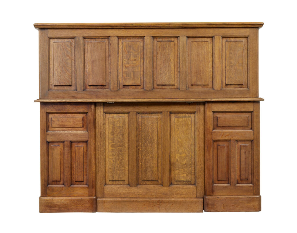 Early 20th Century Oak Roll Top Pedestal Desk — image 10