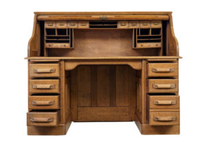 Early 20th Century Oak Roll Top Pedestal Desk — thumbnail 12