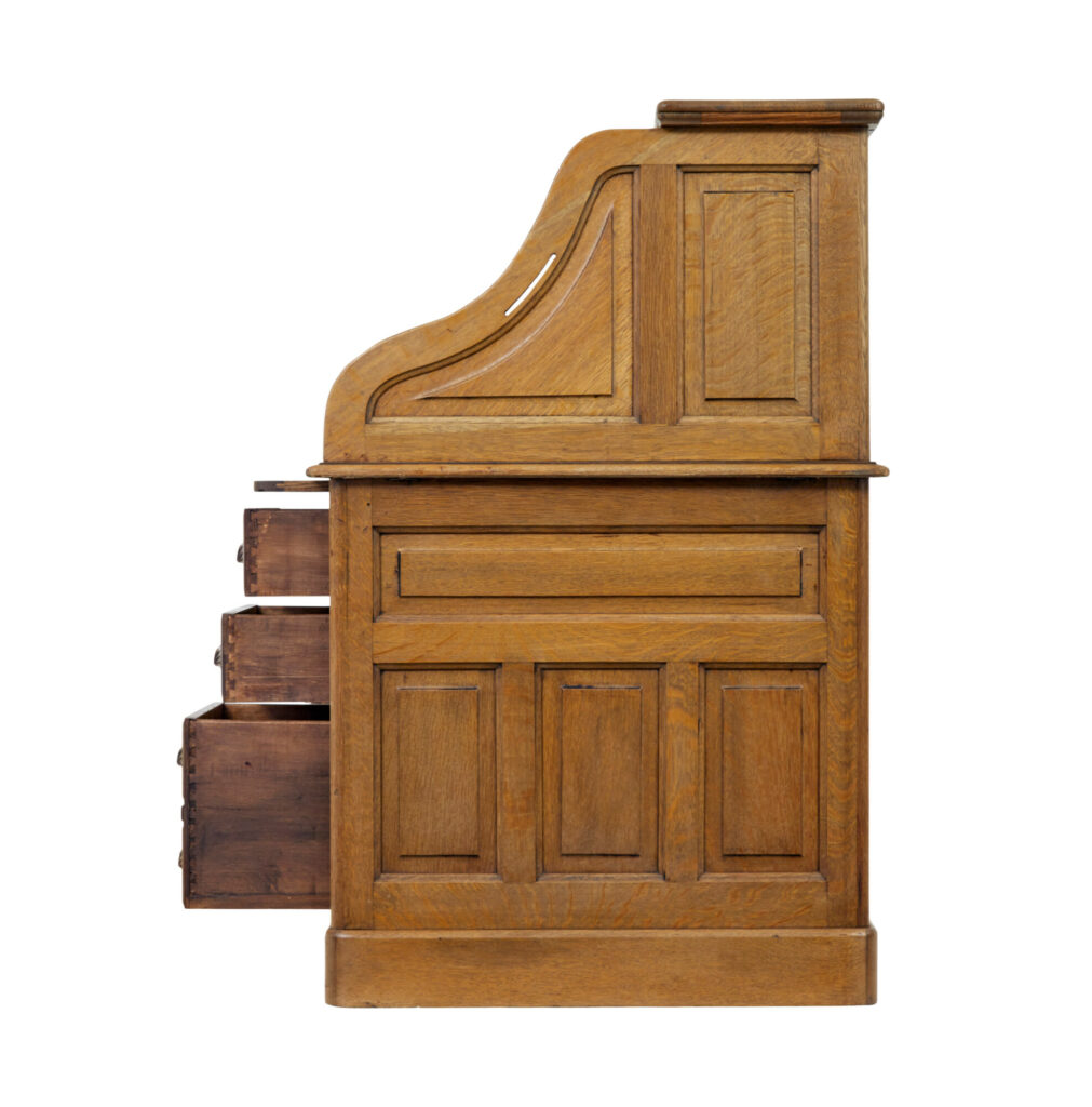 Early 20th Century Oak Roll Top Pedestal Desk — image 11