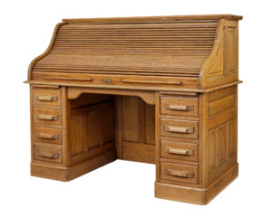Early 20th Century Oak Roll Top Pedestal Desk — thumbnail 1