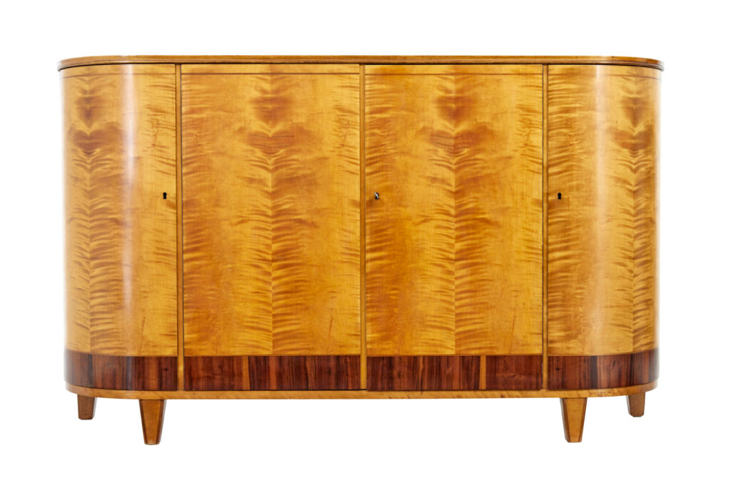 MID 20TH CENTURY SCANDINAVIAN BIRCH AND WALNUT SIDEBOARD
