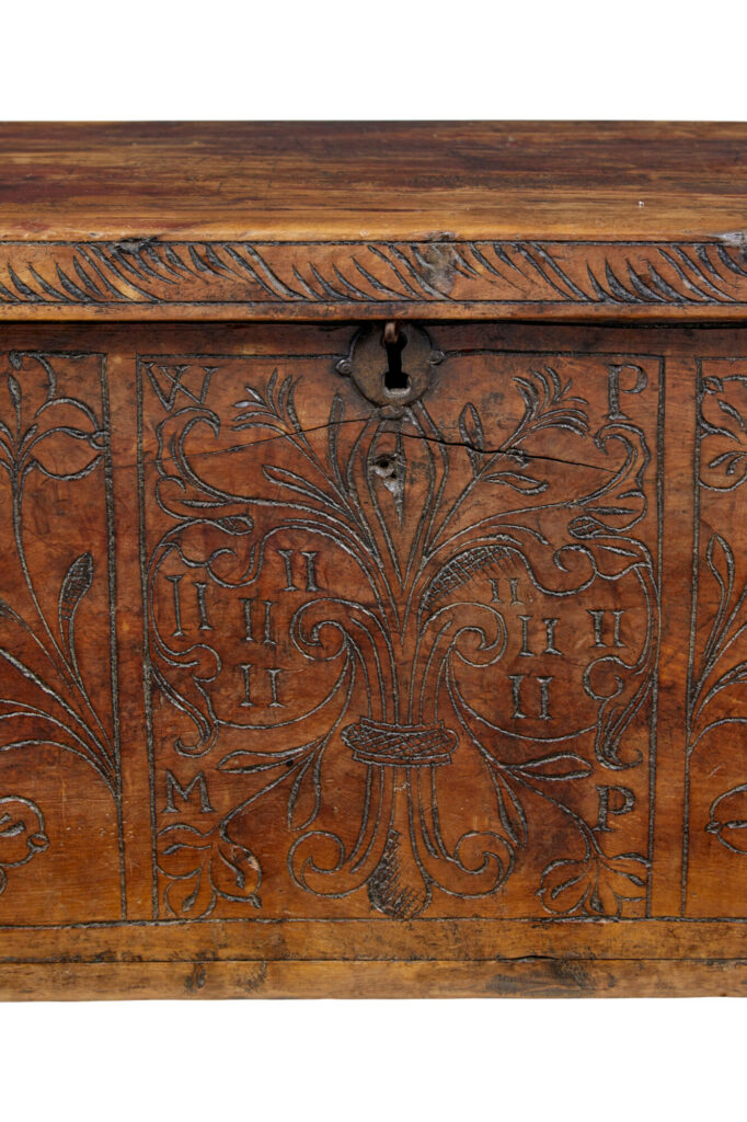 Continental 18th Century Carved Fruitwood Coffer — image 7