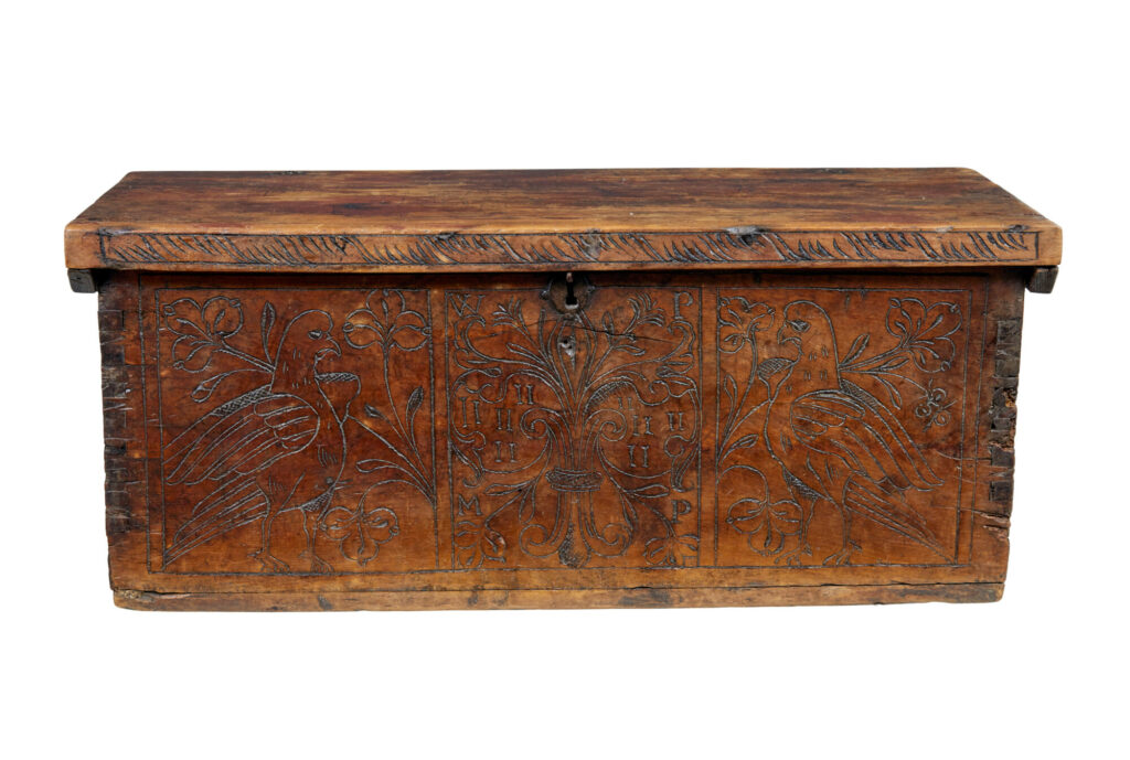 Continental 18th Century Carved Fruitwood Coffer