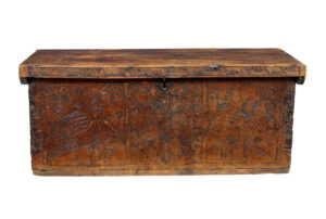 Continental 18th Century Carved Fruitwood Coffer — thumbnail 1